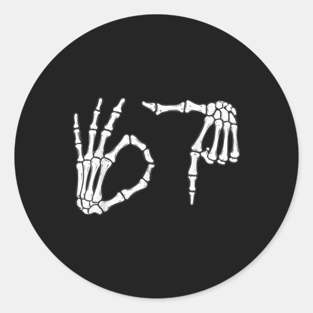 Funny Six Seven 6 7 Meme 67 Skeleton Hand Hallowee Classic Round Sticker (Front)