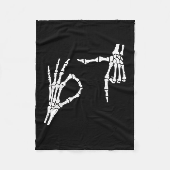 Funny Six Seven 6 7 Meme 67 Skeleton Hand Hallowee Fleece Blanket (Front)