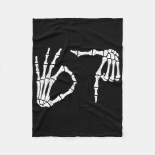Funny Six Seven 6 7 Meme 67 Skeleton Hand Hallowee Fleece Blanket