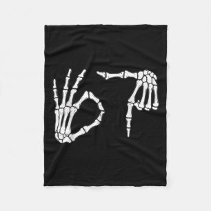Funny Six Seven 6 7 Meme 67 Skeleton Hand Hallowee Fleece Blanket