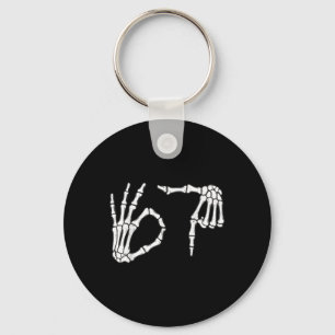 Funny Six Seven 6 7 Meme 67 Skeleton Hand Hallowee Keychain