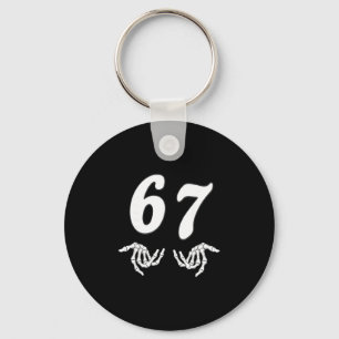 Funny Six Seven 6 7 Meme 67 Skeleton Hand Hallowee Keychain