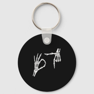 Funny Six Seven 6 7 Meme 67 Skeleton Hand Hallowee Keychain