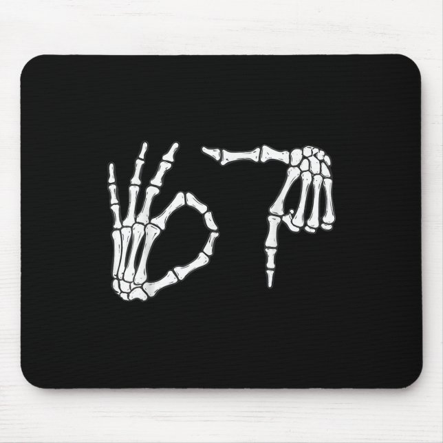 Funny Six Seven 6 7 Meme 67 Skeleton Hand Hallowee Mouse Pad (Front)