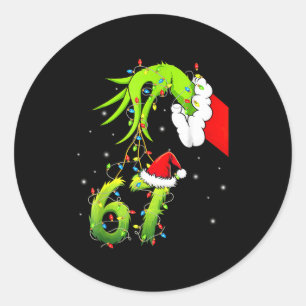 Funny Six Seven 6 7 Meme 67 Xmas Hand Christmas Co Classic Round Sticker