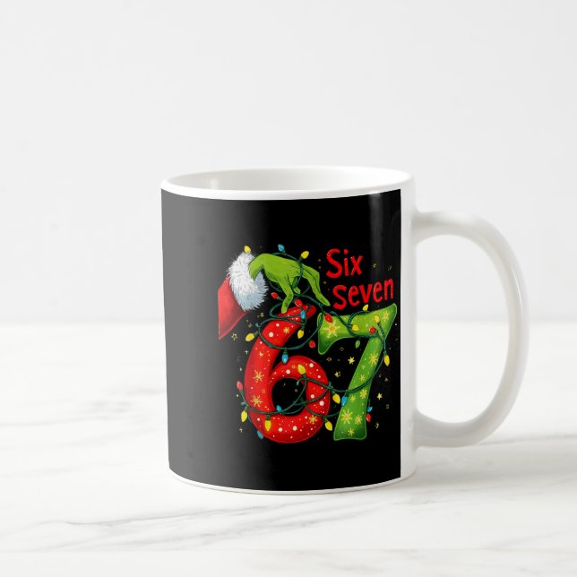 Funny Six Seven 6 7 Meme 67 Xmas Hand Christmas Co Coffee Mug (Right)
