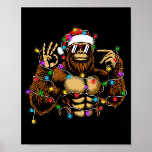 Funny Six Seven 6 7 Meme Bigfoot Christmas Lights Poster