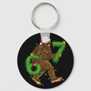 Funny Six Seven 6 7 Meme Bigfoot Christmas Shirts Keychain