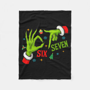Funny Six Seven 6 7 Meme Christmas Funny Hands 6 7 Fleece Blanket