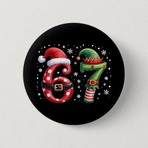 Funny Six Seven 6 7 Meme Christmas Humor Santa Elf 2 Inch Round Button