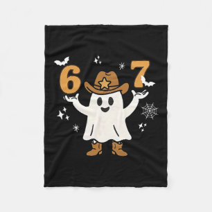Funny Six Seven 6 7 Meme Cowboy Ghost Halloween Co Fleece Blanket