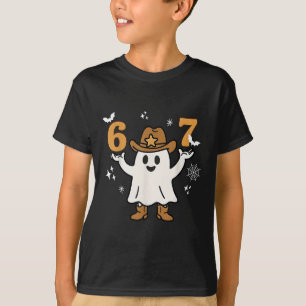 Funny Six Seven 6 7 Meme Cowboy Ghost Halloween Co T-Shirt