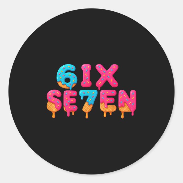 Funny Six Seven 6 7 Meme Design  Classic Round Sticker (Front)