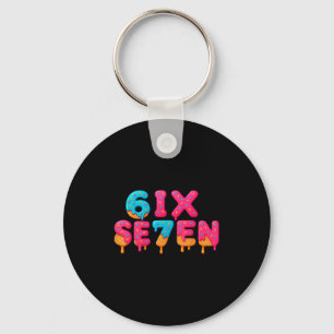 Funny Six Seven 6 7 Meme Design  Keychain