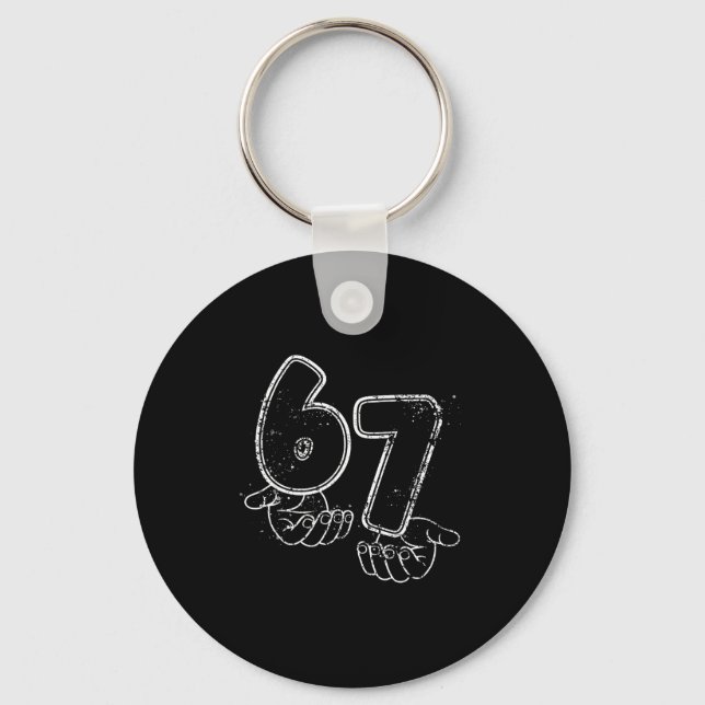 Funny Six Seven 6 7 Meme Gen Alpha Slang 6 7 Hands Keychain (Front)