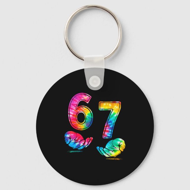 Funny Six Seven 6 7 Meme Gen Alpha Slang 6 7 Hands Keychain (Front)