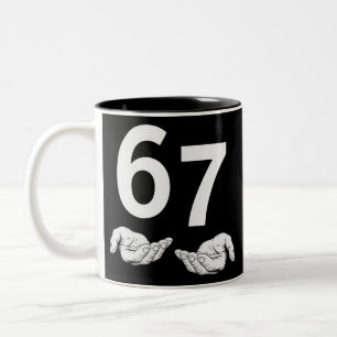 Funny Six Seven 6 7 Meme Gen Alpha Slang 6 7 Hands Two-Tone Coffee Mug