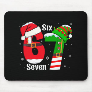 Funny Six Seven 6 7 Meme Gen Alpha Slang Santa Elf Mouse Pad