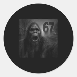 Funny Six Seven 6 7 Meme Gen Z Alpha Slang Bigfoot Classic Round Sticker