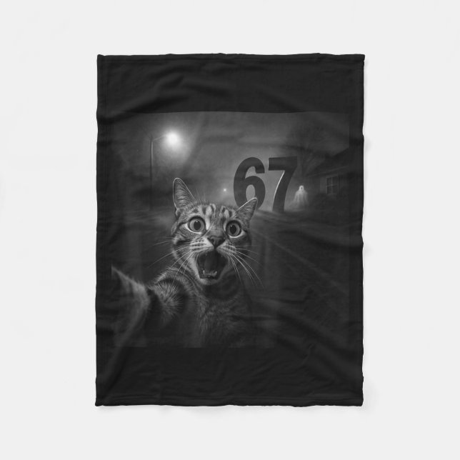 Funny Six Seven 6 7 Meme Gen Z Alpha Slang Cat Sel Fleece Blanket (Front)