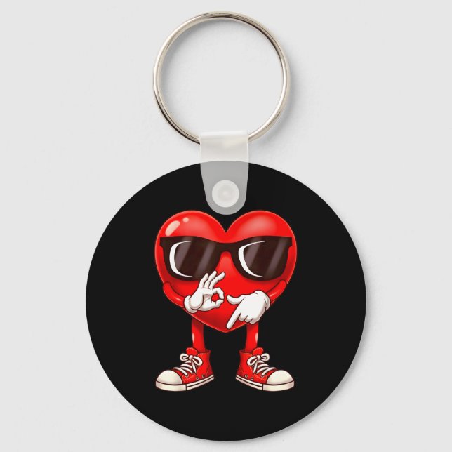 Funny Six Seven 6 7 Meme Heart Valentines Day Men  Keychain (Front)