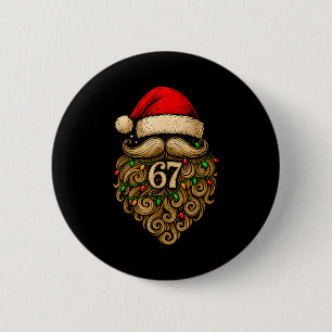 Funny Six Seven 6 7 Meme Santa Beard Christmas Men 2 Inch Round Button