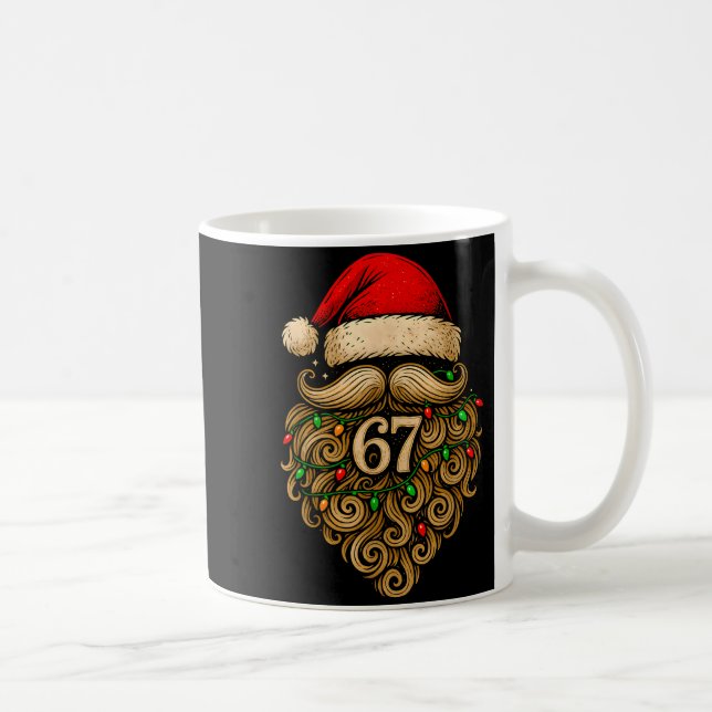 Funny Six Seven 6 7 Meme Santa Beard Christmas Men Coffee Mug (Right)