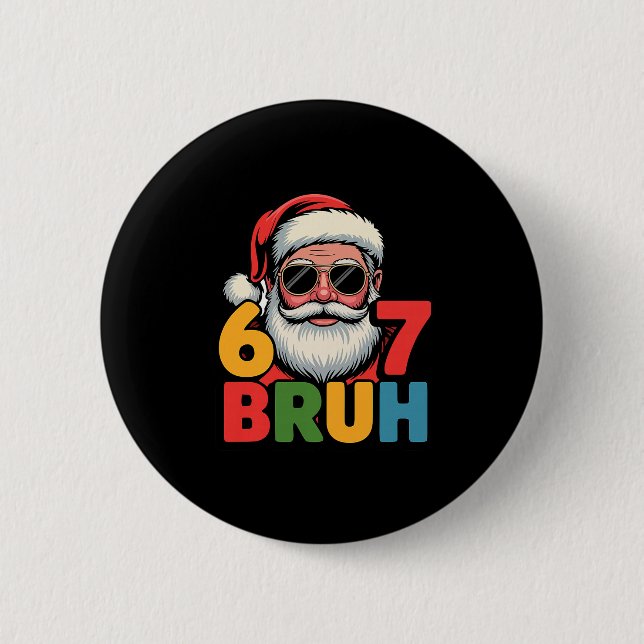 Funny Six Seven 6 7 Meme Santa Christmas Men Boys  2 Inch Round Button (Front)