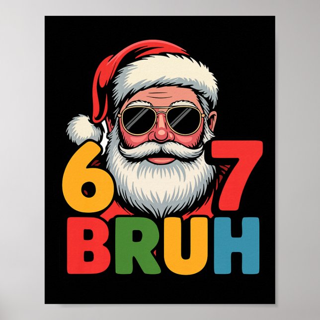 Funny Six Seven 6 7 Meme Santa Christmas Men Boys  Poster (Front)