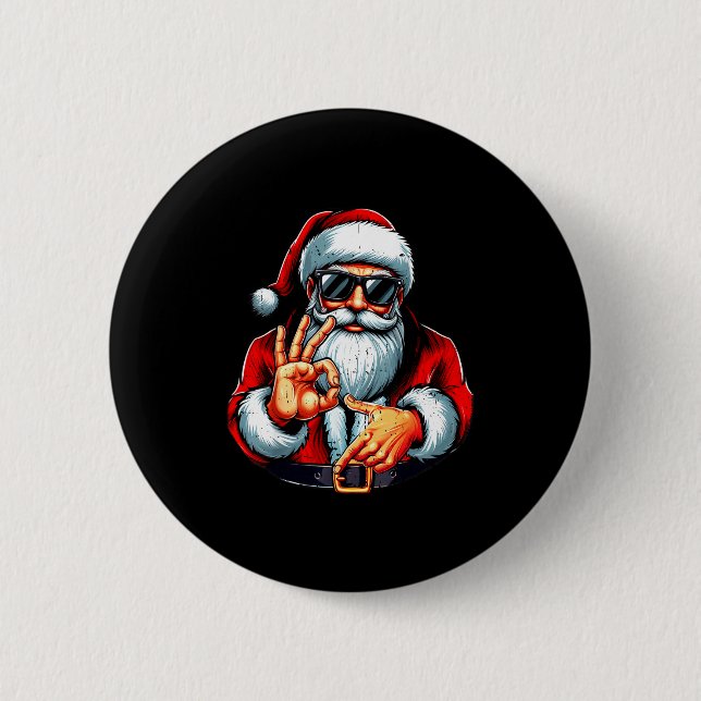 Funny Six Seven 6 7 Meme Santa Christmas Shirt Men 2 Inch Round Button (Front)