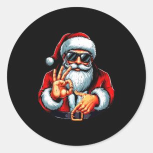 Funny Six Seven 6 7 Meme Santa Christmas Shirt Men Classic Round Sticker