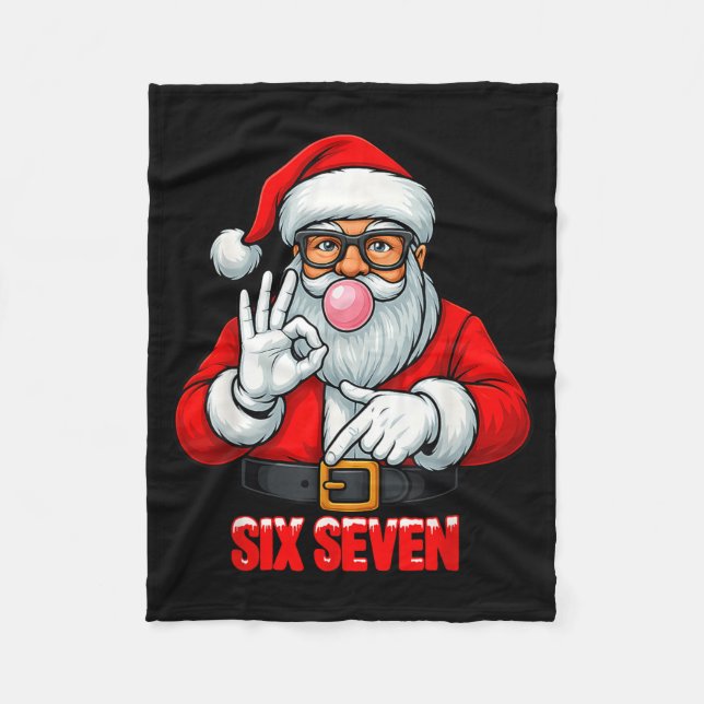Funny Six Seven 6 7 Meme Santa Christmas Shirt Men Fleece Blanket (Front)