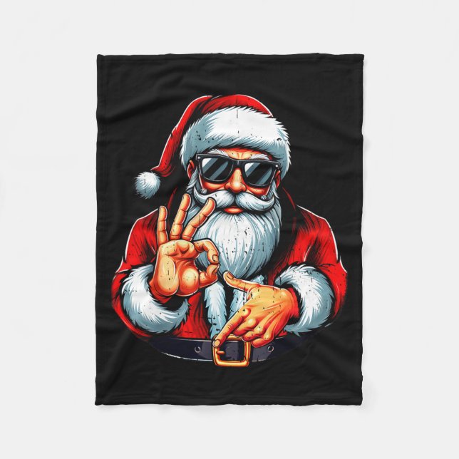 Funny Six Seven 6 7 Meme Santa Christmas Shirt Men Fleece Blanket (Front)