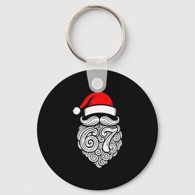 Funny Six Seven 6 7 Meme Santa Christmas Shirt Men Keychain (Front)