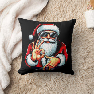 Funny Six Seven 6 7 Meme Santa Christmas Throw Pillow