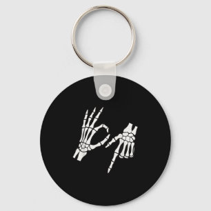 Funny Six Seven 6 7 Meme Skeletons Hand Halloween  Keychain
