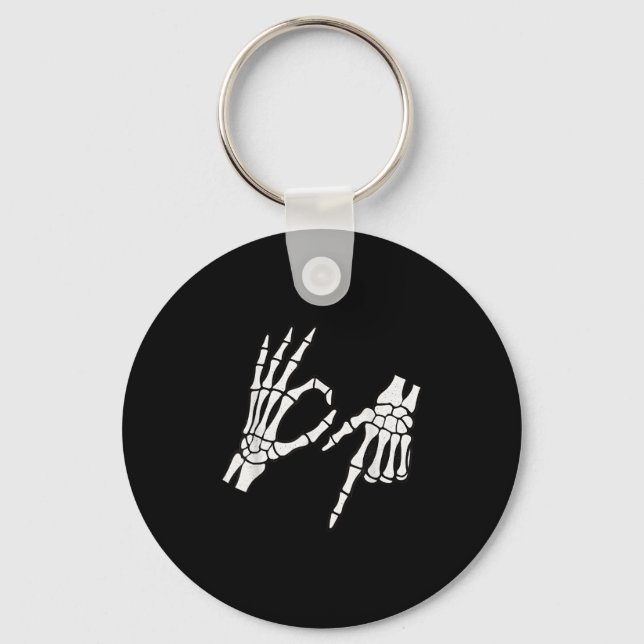 Funny Six Seven 6 7 Meme Skeletons Hand Halloween  Keychain (Front)