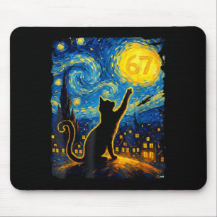 Funny Six Seven 6 7 Meme Starry Night Van Gogh Bla Mouse Pad