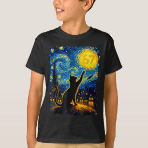 Funny Six Seven 6 7 Meme Starry Night Van Gogh Bla T-Shirt