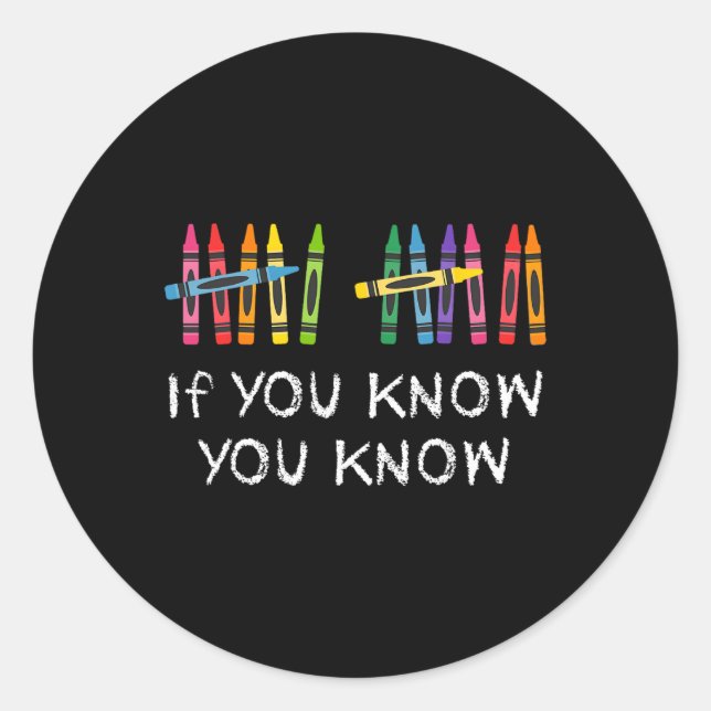 Funny Six Seven 6 7 Meme Tally Marks Crayons Teach Classic Round Sticker (Front)