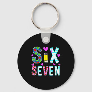 Funny Six Seven 6 7 Meme Teacher Design For Men Wo Keychain