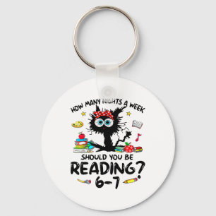 Funny Six Seven 6 7 Meme Teacher Design Reading 6- Keychain
