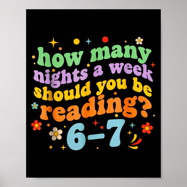 Funny Six Seven 6 7 Meme Teacher Design Reading 6- Poster (Front)