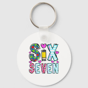 Funny Six Seven 6 7 Meme Teacher Tee For Men Women Keychain
