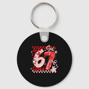 Funny Six Seven 6 7 Meme Valentine Girl Keychain
