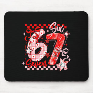 Funny Six Seven 6 7 Meme Valentine Girl  Mouse Pad