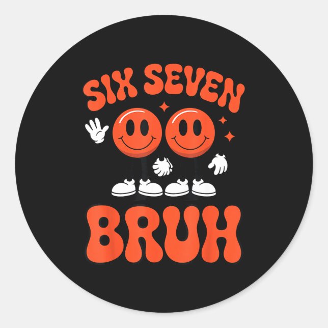Funny Six Seven 6 7 Meme Valentine Hearts Valentin Classic Round Sticker (Front)