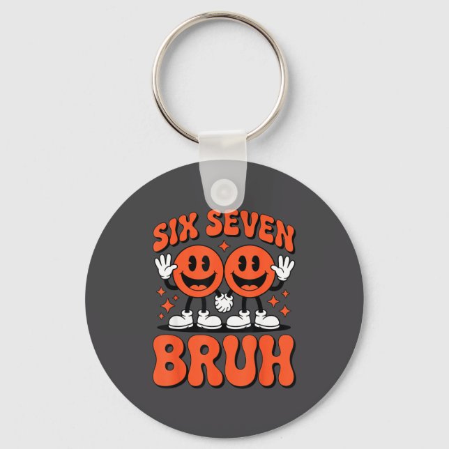 Funny Six Seven 6 7 Meme Valentine Hearts Valentin Keychain (Front)