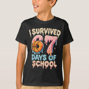 Funny Six Seven 6 7 Meme Z Gen I Survived 67 Days T-Shirt