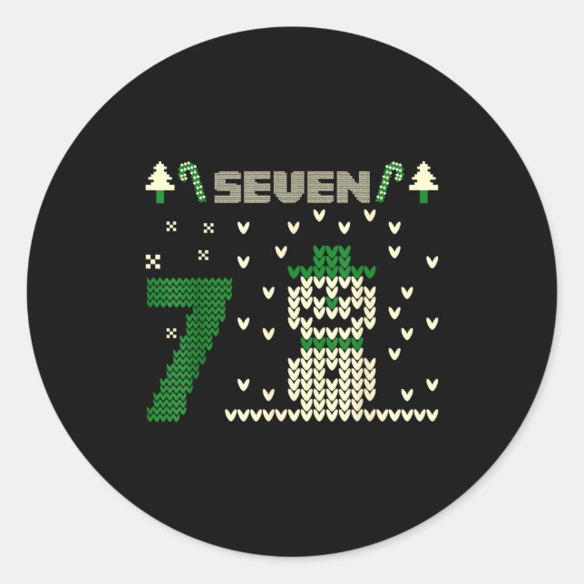 Funny Six Seven 6 7 Ugly Christmas Sweaters For Co Classic Round Sticker (Front)